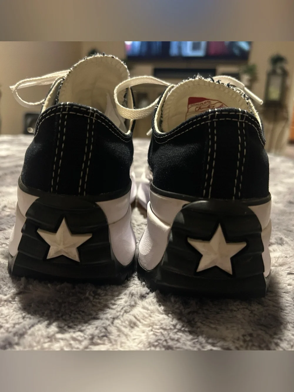 Converse Black and White Platform Low Top Sneakers - Picture 3 of 8